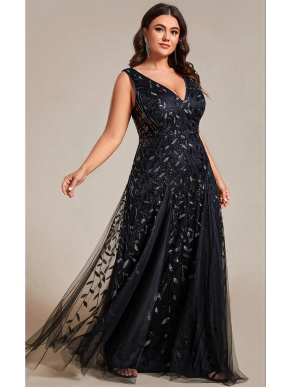 NWT Ever Pretty Black Sequin Maxi Dress Plus Size 3XL